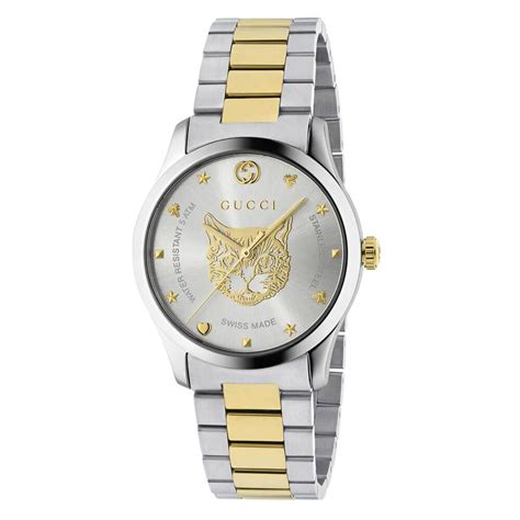 gucci two tone watch women's|gucci g timeless feline watch.